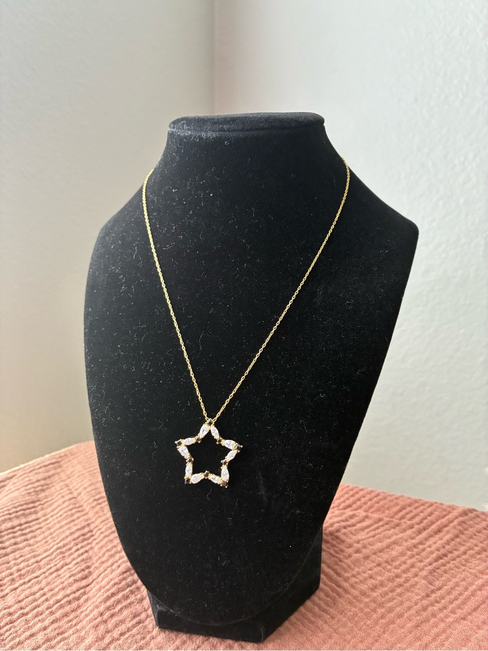 925 Sterling Silver Gold Star Pendant Necklace 15”17”